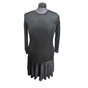 Vintage 90s Gothic Midi Dress Medium Striped Velvet Burnout Midi Whimsigoth